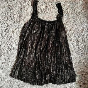 Black Gold Glam Whimsygoth Grunge Punk Y2K Goddess Metallic Shiny Blousy Tank